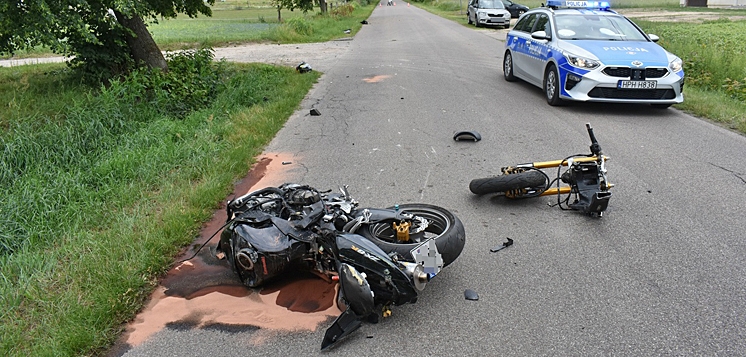 Motocyklista jechał zbyt szybko. Ranny trafił do szpitala (FOTO)
