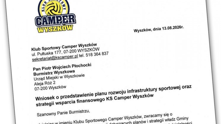 SIATkÓWKA: Camper pisze do burmistrza. Pytania o dotacje, halę i strategię sportu